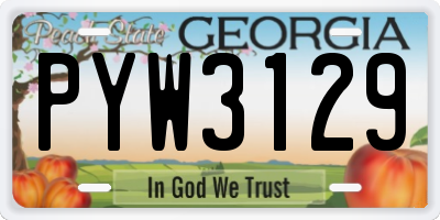 GA license plate PYW3129