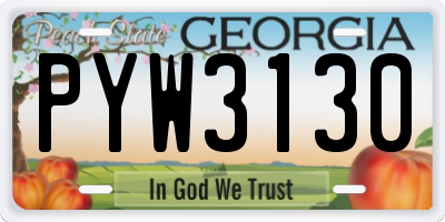 GA license plate PYW3130