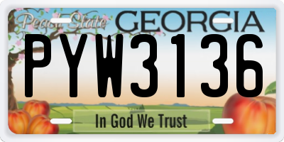 GA license plate PYW3136