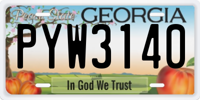 GA license plate PYW3140