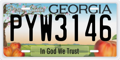 GA license plate PYW3146