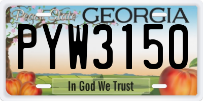 GA license plate PYW3150