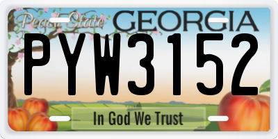 GA license plate PYW3152