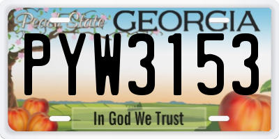 GA license plate PYW3153