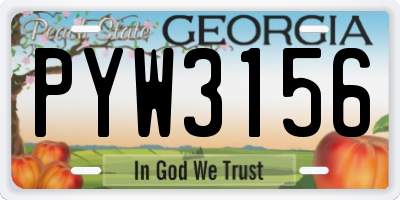 GA license plate PYW3156