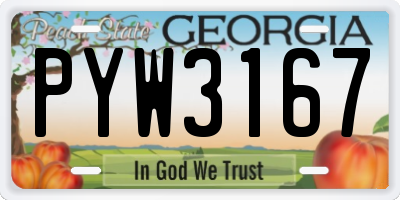 GA license plate PYW3167