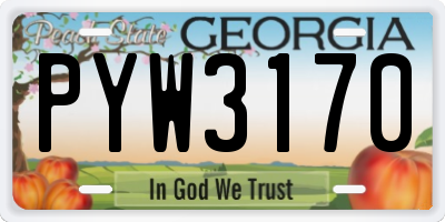 GA license plate PYW3170