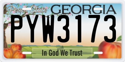 GA license plate PYW3173