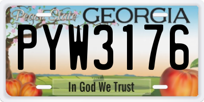 GA license plate PYW3176