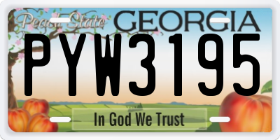GA license plate PYW3195