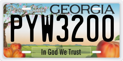 GA license plate PYW3200