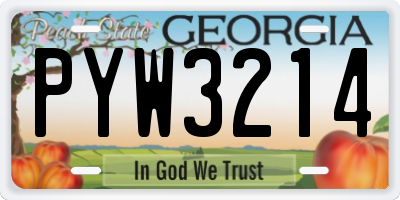 GA license plate PYW3214