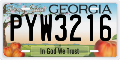GA license plate PYW3216