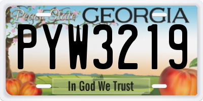 GA license plate PYW3219