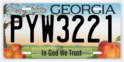 GA license plate PYW3221