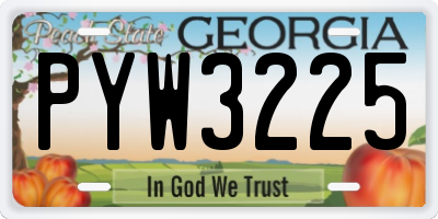 GA license plate PYW3225