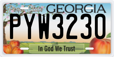 GA license plate PYW3230