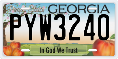 GA license plate PYW3240