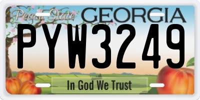GA license plate PYW3249