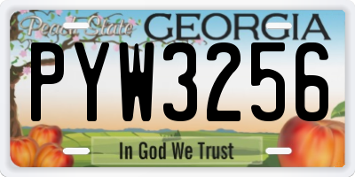 GA license plate PYW3256