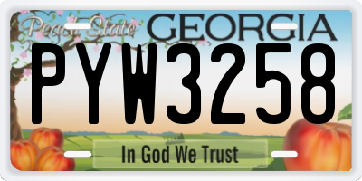 GA license plate PYW3258