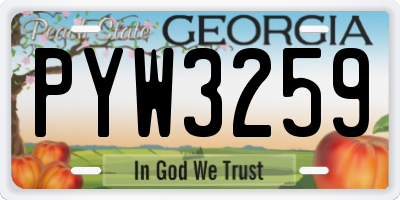 GA license plate PYW3259