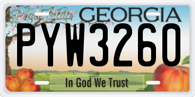 GA license plate PYW3260