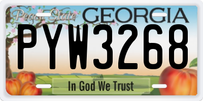 GA license plate PYW3268