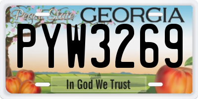 GA license plate PYW3269