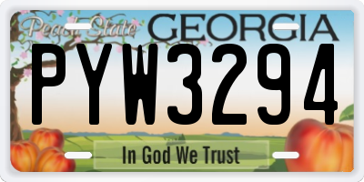 GA license plate PYW3294