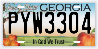 GA license plate PYW3304