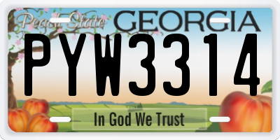 GA license plate PYW3314