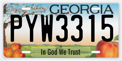 GA license plate PYW3315