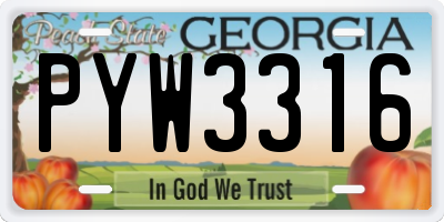 GA license plate PYW3316