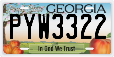 GA license plate PYW3322