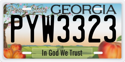 GA license plate PYW3323