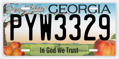 GA license plate PYW3329