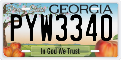 GA license plate PYW3340