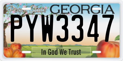 GA license plate PYW3347