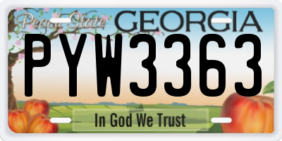 GA license plate PYW3363