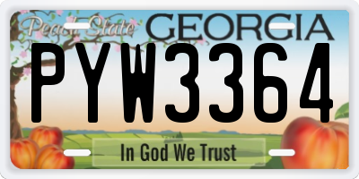 GA license plate PYW3364