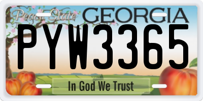 GA license plate PYW3365