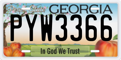 GA license plate PYW3366
