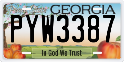 GA license plate PYW3387