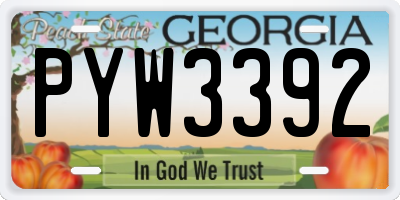 GA license plate PYW3392