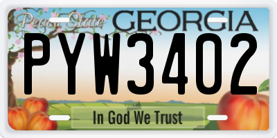 GA license plate PYW3402