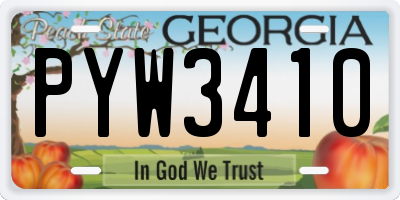 GA license plate PYW3410