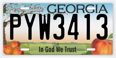 GA license plate PYW3413
