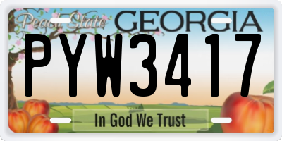 GA license plate PYW3417