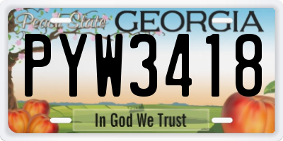GA license plate PYW3418